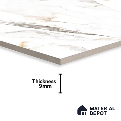 Budget Friendly Marble Floor & Wall Tile Value For Money TL 05606 Calacutta Alex 4 ft x 2 ft - Vitrified Glossy Finish -9 mm | Suitable for Living Room, Bedroom & Bathroom
