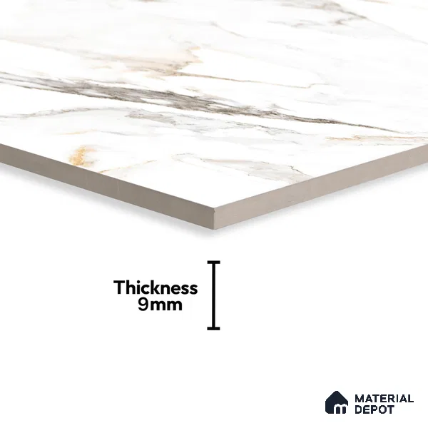 Budget Friendly Marble Floor & Wall Tile Value For Money TL 05606 Calacutta Alex 4 ft x 2 ft - Vitrified Glossy Finish -9 mm | Suitable for Living Room, Bedroom & Bathroom
