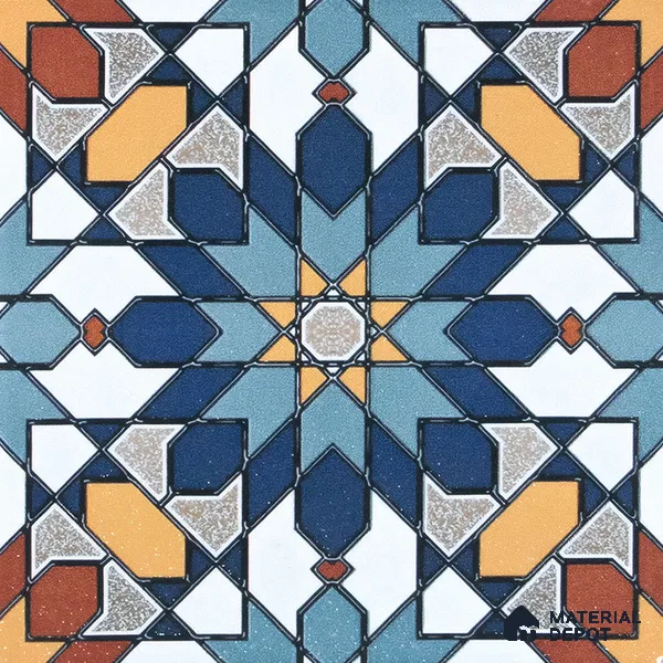 Moroccan Wall & Floor Tile TL 04921 Base & Bloom Decor Solid Blue 1 ft x 1 ft Ceramic Matte Finish - 9 mm | Suitable for Bathroom, Kitchen, Dining Area | Please Expect a Slight Variation of Pattern