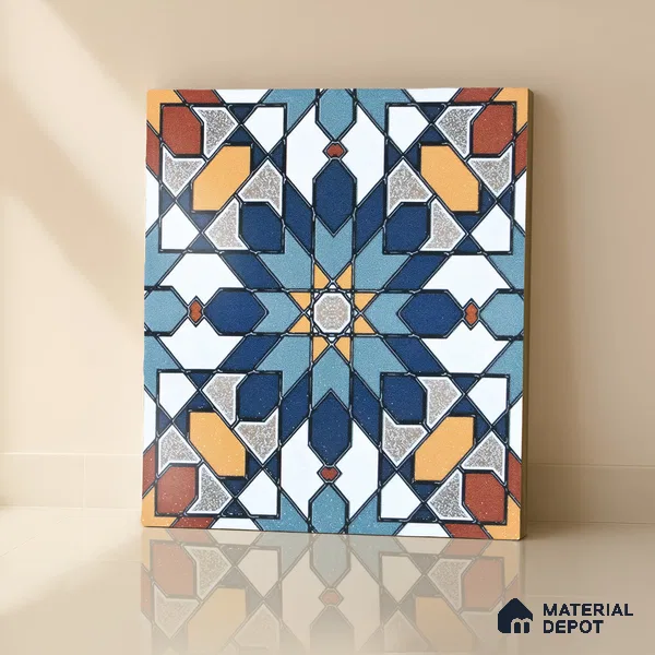 Moroccan Wall & Floor Tile TL 04921 Base & Bloom Decor Solid Blue 1 ft x 1 ft Ceramic Matte Finish - 9 mm | Suitable for Bathroom, Kitchen, Dining Area | Please Expect a Slight Variation of Pattern