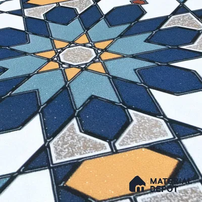 Moroccan Wall & Floor Tile TL 04921 Base & Bloom Decor Solid Blue 1 ft x 1 ft Ceramic Matte Finish - 9 mm | Suitable for Bathroom, Kitchen, Dining Area | Please Expect a Slight Variation of Pattern