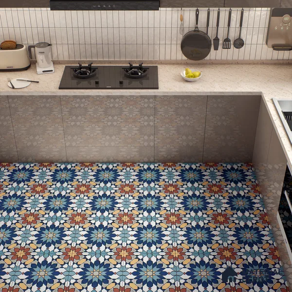 Moroccan Wall & Floor Tile TL 04921 Base & Bloom Decor Solid Blue 1 ft x 1 ft Ceramic Matte Finish - 9 mm | Suitable for Bathroom, Kitchen, Dining Area | Please Expect a Slight Variation of Pattern