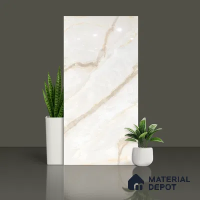 Budget Friendly Marble Floor & Wall Tile Value For Money TL 05577 Crema Alicant 4 ft x 2 ft - Vitrified Glossy Finish -9 mm | 4 Random Design | Suitable for Living Room, Bedroom & Bathroom