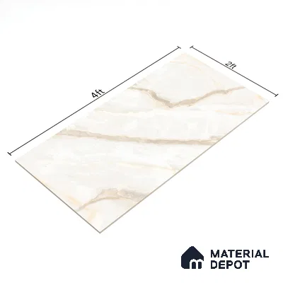 Budget Friendly Marble Floor & Wall Tile Value For Money TL 05577 Crema Alicant 4 ft x 2 ft - Vitrified Glossy Finish -9 mm | 4 Random Design | Suitable for Living Room, Bedroom & Bathroom