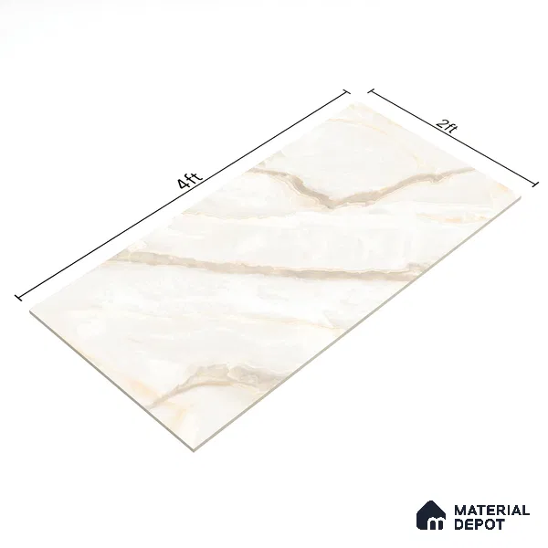 Budget Friendly Marble Floor & Wall Tile Value For Money TL 05577 Crema Alicant 4 ft x 2 ft - Vitrified Glossy Finish -9 mm | 4 Random Design | Suitable for Living Room, Bedroom & Bathroom
