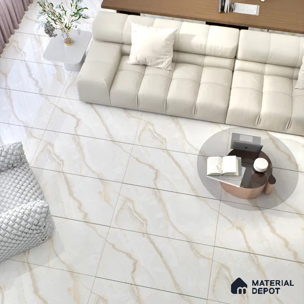 Budget Friendly Marble Floor & Wall Tile Value For Money TL 05577 Crema Alicant 4 ft x 2 ft - Vitrified Glossy Finish -9 mm | 4 Random Design | Suitable for Living Room, Bedroom & Bathroom