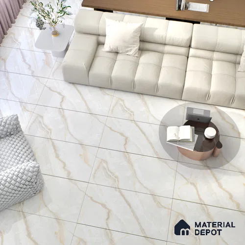 Budget Friendly Marble Floor & Wall Tile Value For Money TL 05577 Crema Alicant 4 ft x 2 ft - Vitrified Glossy Finish -9 mm | 4 Random Design | Suitable for Living Room, Bedroom & Bathroom