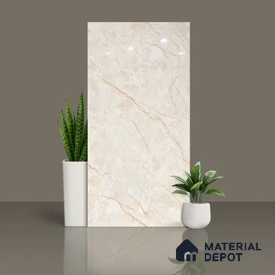 Budget Friendly Marble Floor & Wall Tile Value For Money TL 05589 Crema Allegra 4 ft x 2 ft - Vitrified Glossy Finish -9 mm | 4 Random Design | Suitable for Living Room, Bedroom & Bathroom