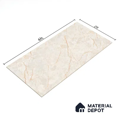 Budget Friendly Marble Floor & Wall Tile Value For Money TL 05589 Crema Allegra 4 ft x 2 ft - Vitrified Glossy Finish -9 mm | 4 Random Design | Suitable for Living Room, Bedroom & Bathroom