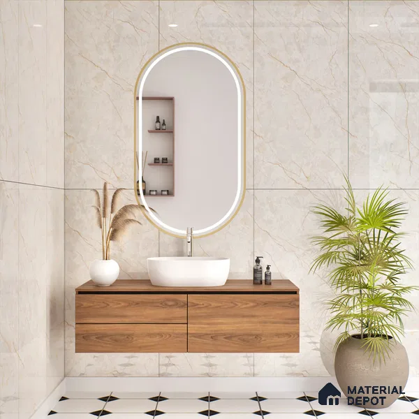 Budget Friendly Marble Floor & Wall Tile Value For Money TL 05589 Crema Allegra 4 ft x 2 ft - Vitrified Glossy Finish -9 mm | 4 Random Design | Suitable for Living Room, Bedroom & Bathroom