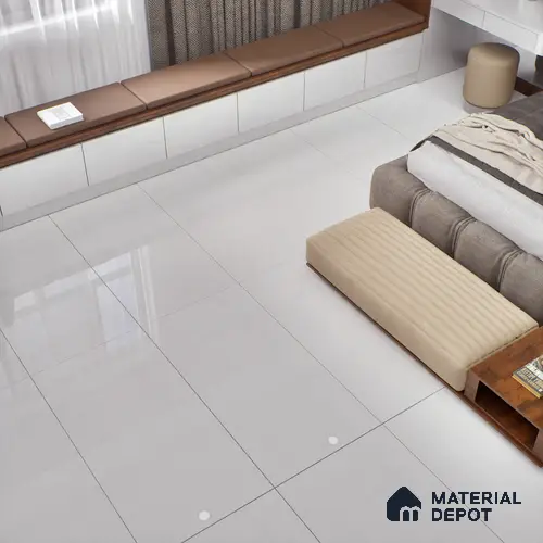 Marble Floor & Wall Tile | TL 05544 Alps Crystal White | 4ft x 2 ft Glossy Finish Vitrified Tile - 9 mm | Suitable For Living Room, Bedroom, Dining Area