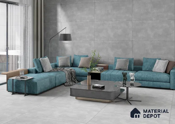 Industrial Chic Living Room with Teal Accents | Material Depot