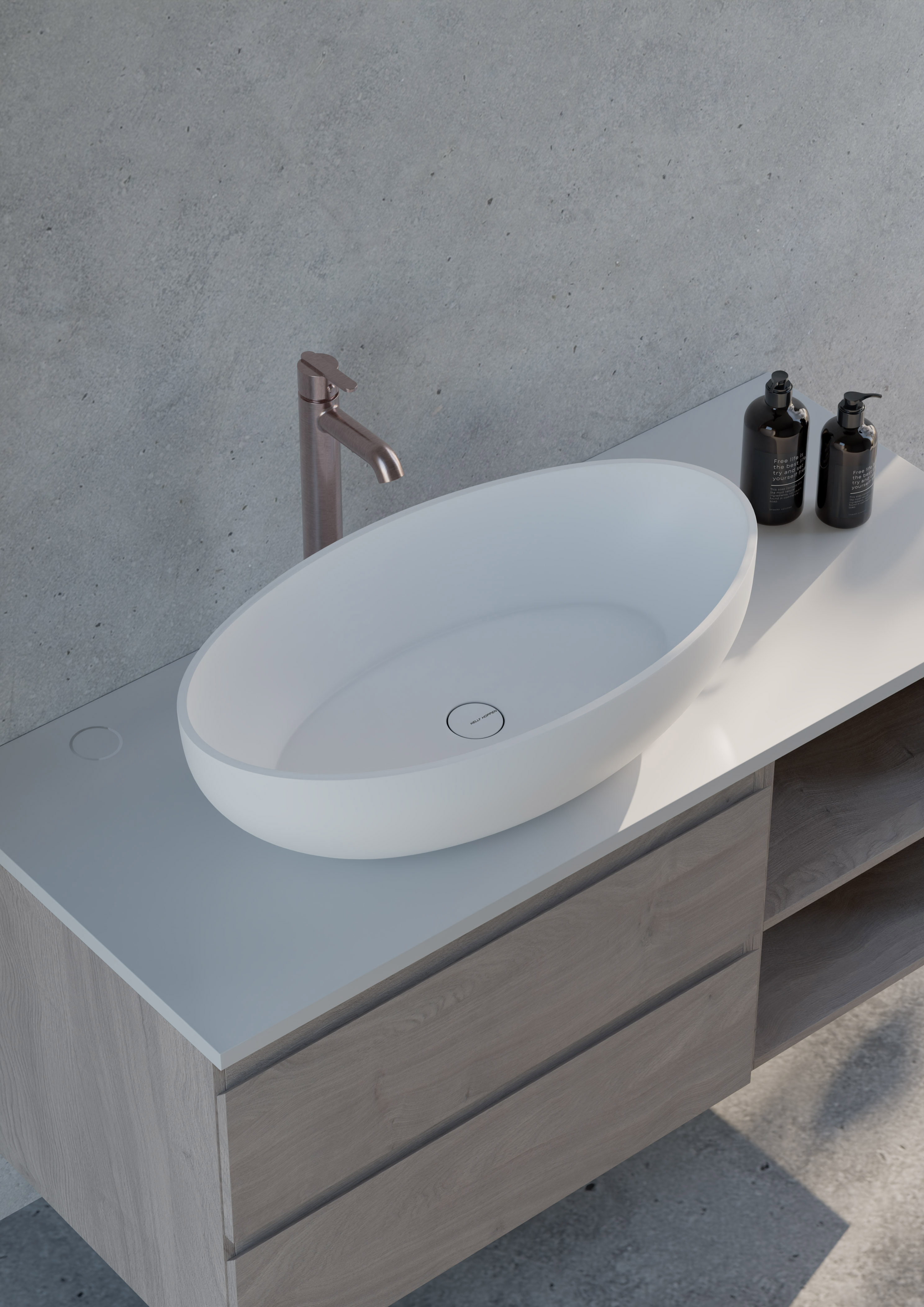 Alvanta Solid White Translucent Basin BS 00230 615 x 335 mm Artificial Stone Acrylic Body Stain Free Designer Basin - 165 mm | Suitable For Bathroom, Vanity & Utility Areas