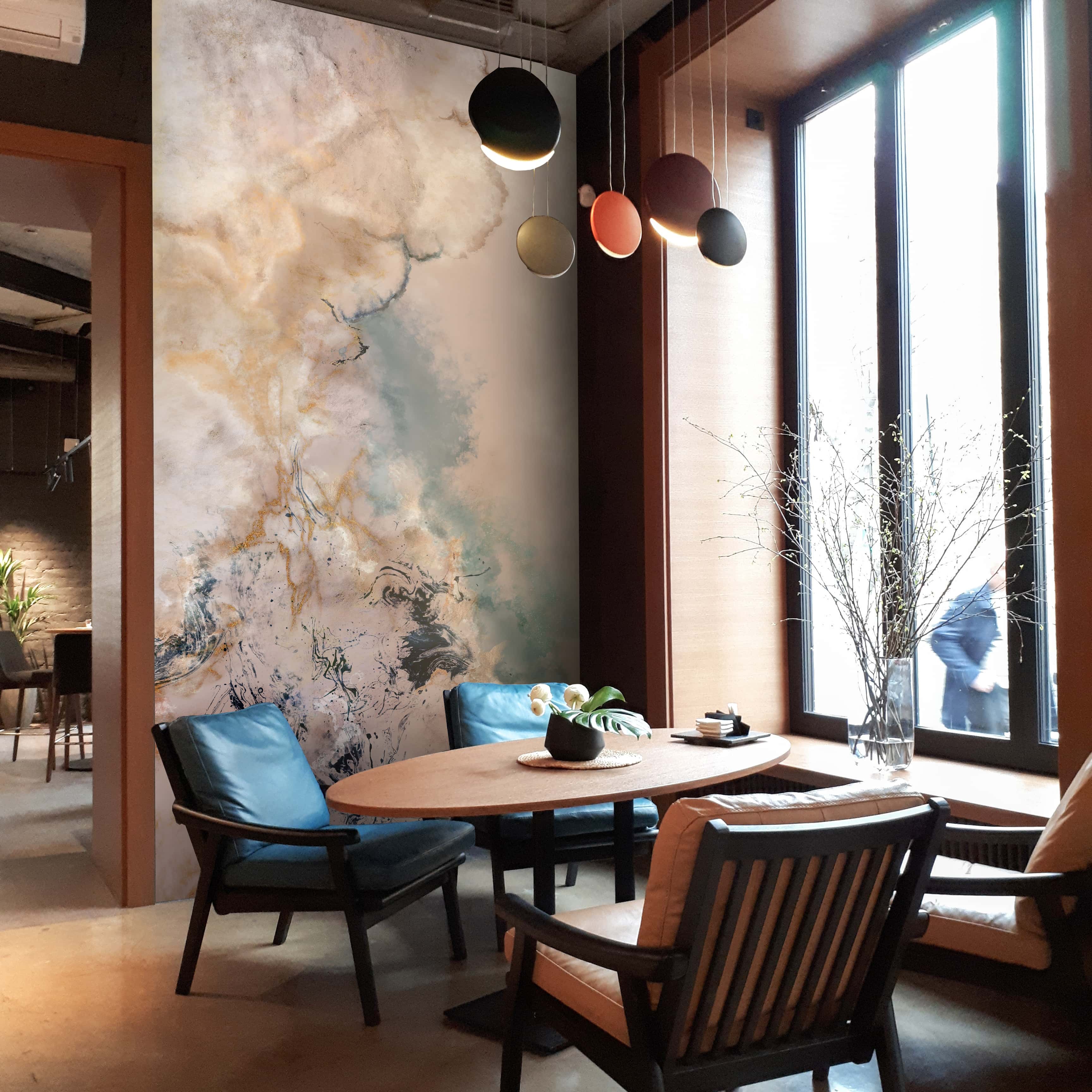 Amara, Abstract Wallpaper Design for Rooms, Customised Sukoon Series Canvas Abstract Design (Customised Size Wallpaper)