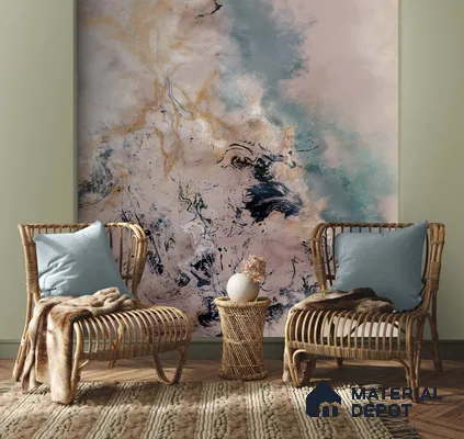 Amara, Abstract Wallpaper Design for Rooms, Customised Sukoon Series Canvas Abstract Design (Customised Size Wallpaper)