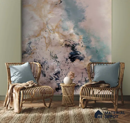 Amara, Abstract Wallpaper Design for Rooms, Customised Sukoon Series Handmade Abstract Design (Customised Size Wallpaper)