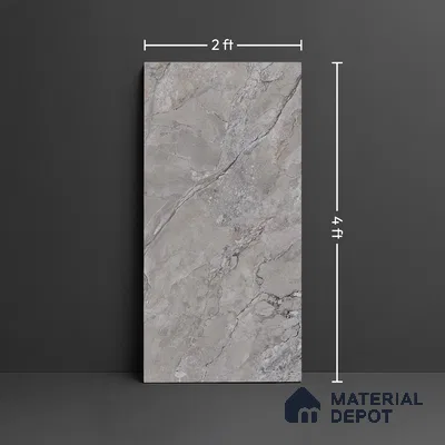 Stone Floor & Wall Tile TL 04444 Amazon Grey Stone 4 ft x 2 ft Digital Punch Matte Finish Vitrified Tile - 9 mm | 4 Random Design | Suitable For Living Room, Bedroom, Bathroom