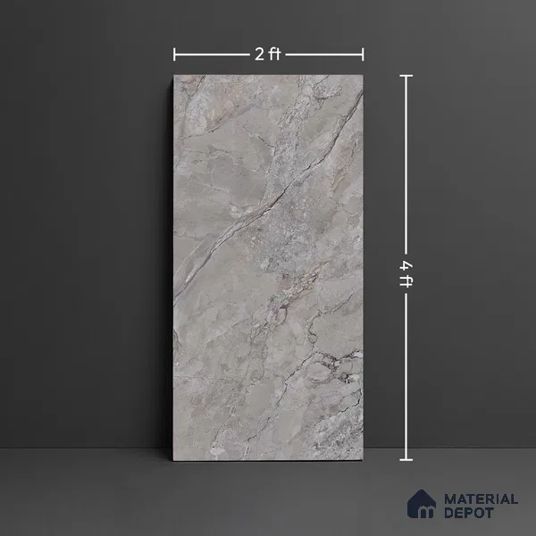 Stone Floor & Wall Tile TL 04444 Amazon Grey Stone 4 ft x 2 ft Digital Punch Matte Finish Vitrified Tile - 9 mm | 4 Random Design | Suitable For Living Room, Bedroom, Bathroom