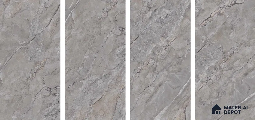 Stone Floor & Wall Tile TL 04444 Amazon Grey Stone 4 ft x 2 ft Digital Punch Matte Finish Vitrified Tile - 9 mm | 4 Random Design | Suitable For Living Room, Bedroom, Bathroom