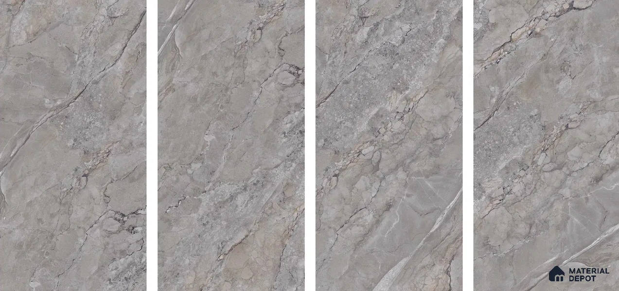 Stone Floor & Wall Tile TL 04444 Amazon Grey Stone 4 ft x 2 ft Digital Punch Matte Finish Vitrified Tile - 9 mm | 4 Random Design | Suitable For Living Room, Bedroom, Bathroom