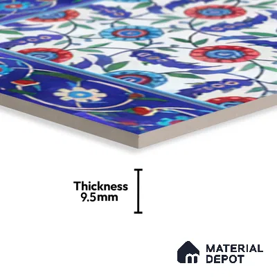 Moroccan Carpet Floor Tile TL 03046 A Corner 1 ft x 1 ft Matte Finish Digital Ceramic Tile - 9.5 mm | Suitable For Living Room, Kitchen, Bathroom | Please Expect a Slight Variation of Pattern (Sample)