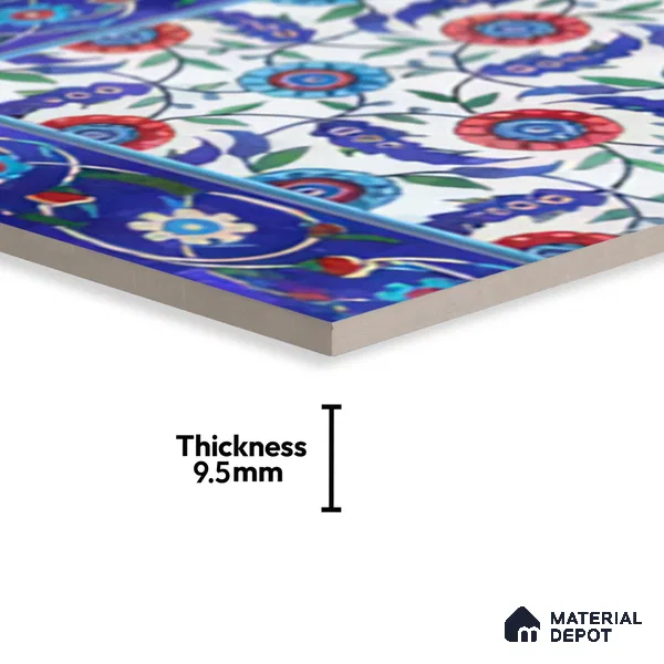Moroccan Carpet Floor Tile TL 03046 A Corner 1 ft x 1 ft Matte Finish Digital Ceramic Tile - 9.5 mm | Suitable For Living Room, Kitchen, Bathroom | Please Expect a Slight Variation of Pattern (Sample)