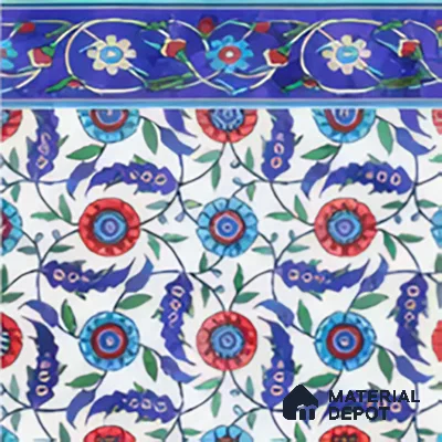 Moroccan Carpet Floor Tile TL 03046 B Border 1 ft x 1 ft Matte Finish Digital Ceramic Tile - 9.5 mm | Suitable For Living Room, Kitchen, Dining Area | Please Expect a Slight Variation of Pattern