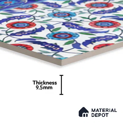 Moroccan Carpet Floor Tile TL 03046 B Border 1 ft x 1 ft Matte Finish Digital Ceramic Tile - 9.5 mm | Suitable For Living Room, Kitchen, Dining Area | Please Expect a Slight Variation of Pattern