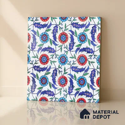Moroccan Carpet Wall & Floor Tile TL 03046 C Centre 1 ft x 1 ft Matte Finish Digital Ceramic Tile - 9.5 mm | Suitable For Living Room, Kitchen, Bathroom | Please Expect a Slight Variation of Pattern (Sample)