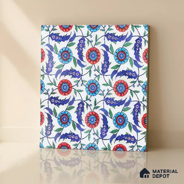 Moroccan Carpet Wall & Floor Tile TL 03046 C Centre 1 ft x 1 ft Matte Finish Digital Ceramic Tile - 9.5 mm | Suitable For Living Room, Kitchen, Bathroom | Please Expect a Slight Variation of Pattern (Sample)