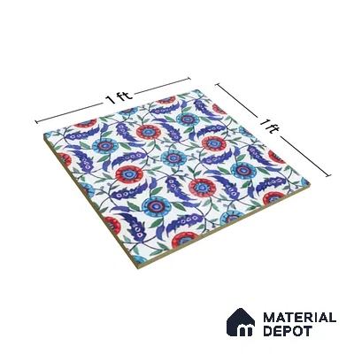 Moroccan Carpet Wall & Floor Tile TL 03046 C Centre 1 ft x 1 ft Matte Finish Digital Ceramic Tile - 9.5 mm | Suitable For Living Room, Kitchen, Bathroom | Please Expect a Slight Variation of Pattern (Sample)