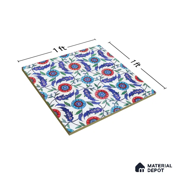 Moroccan Carpet Wall & Floor Tile TL 03046 C Centre 1 ft x 1 ft Matte Finish Digital Ceramic Tile - 9.5 mm | Suitable For Living Room, Kitchen, Bathroom | Please Expect a Slight Variation of Pattern (Sample)