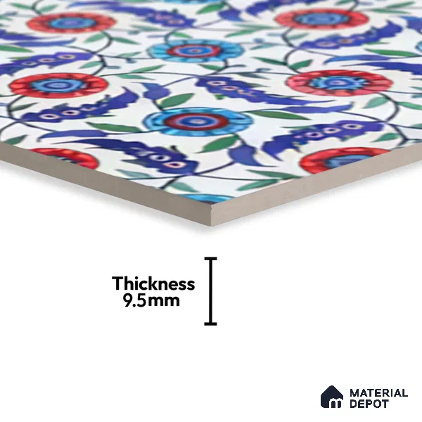 Moroccan Carpet Wall & Floor Tile TL 03046 C Centre 1 ft x 1 ft Matte Finish Digital Ceramic Tile - 9.5 mm | Suitable For Living Room, Kitchen, Bathroom | Please Expect a Slight Variation of Pattern (Sample)