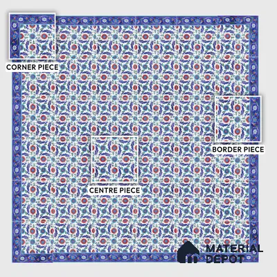 Moroccan Carpet Wall & Floor Tile TL 03046 C Centre 1 ft x 1 ft Matte Finish Digital Ceramic Tile - 9.5 mm | Suitable For Living Room, Kitchen, Bathroom | Please Expect a Slight Variation of Pattern (Sample)