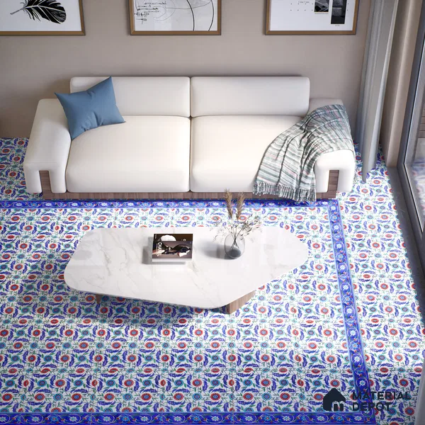 Moroccan Carpet Wall & Floor Tile TL 03046 C Centre 1 ft x 1 ft Matte Finish Digital Ceramic Tile - 9.5 mm | Suitable For Living Room, Kitchen, Bathroom | Please Expect a Slight Variation of Pattern (Sample)