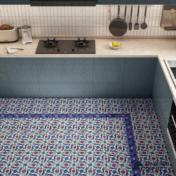 Moroccan Carpet Wall & Floor Tile TL 03046 C Centre 1 ft x 1 ft Matte Finish Digital Ceramic Tile - 9.5 mm | Suitable For Living Room, Kitchen, Bathroom | Please Expect a Slight Variation of Pattern (Sample)