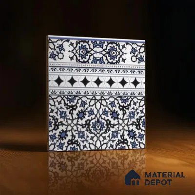 Moroccan Carpet Floor Tile TL 03047 B Border 1 ft x 1 ft Matte Finish Digital Ceramic Tile - 9.5 mm | Suitable For Living Room, Kitchen, Bathroom | Please Expect a Slight Variation of Pattern (Sample)