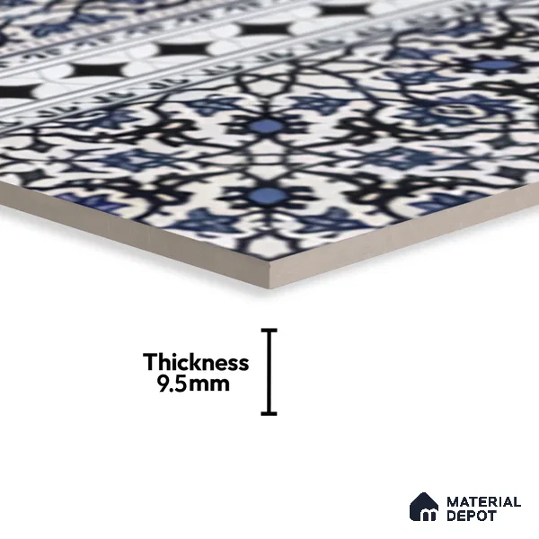 Moroccan Carpet Floor Tile TL 03047 B Border 1 ft x 1 ft Matte Finish Digital Ceramic Tile - 9.5 mm | Suitable For Living Room, Kitchen, Bathroom | Please Expect a Slight Variation of Pattern (Sample)