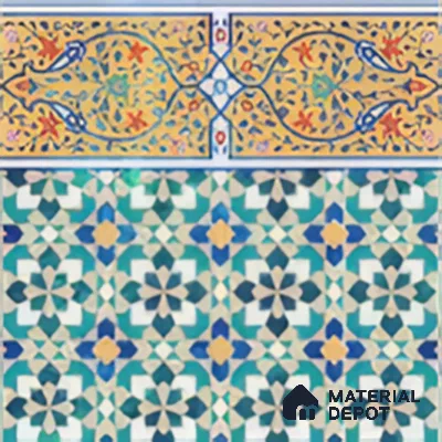 Moroccan Carpet Floor Tile TL 03049 B Border 1 ft x 1 ft Matte Finish Digital Ceramic Tile - 9.5 mm | Suitable For Living Room, Kitchen, Bathroom | Please Expect a Slight Variation of Pattern (Sample)