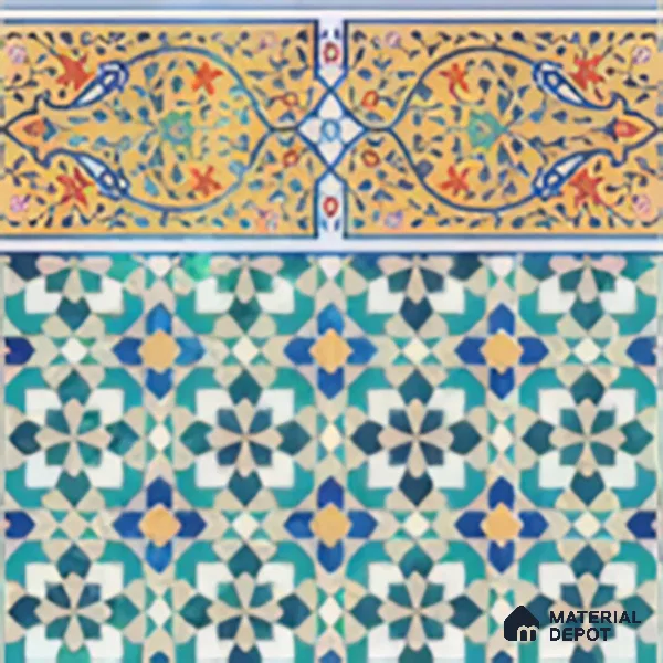 Moroccan Carpet Floor Tile TL 03049 B Border 1 ft x 1 ft Matte Finish Digital Ceramic Tile - 9.5 mm | Suitable For Living Room, Kitchen, Bathroom | Please Expect a Slight Variation of Pattern (Sample)