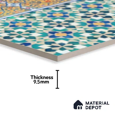 Moroccan Carpet Floor Tile TL 03049 B Border 1 ft x 1 ft Matte Finish Digital Ceramic Tile - 9.5 mm | Suitable For Living Room, Kitchen, Bathroom | Please Expect a Slight Variation of Pattern (Sample)