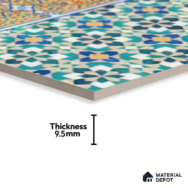 Moroccan Carpet Floor Tile TL 03049 B Border 1 ft x 1 ft Matte Finish Digital Ceramic Tile - 9.5 mm | Suitable For Living Room, Kitchen, Bathroom | Please Expect a Slight Variation of Pattern (Sample)