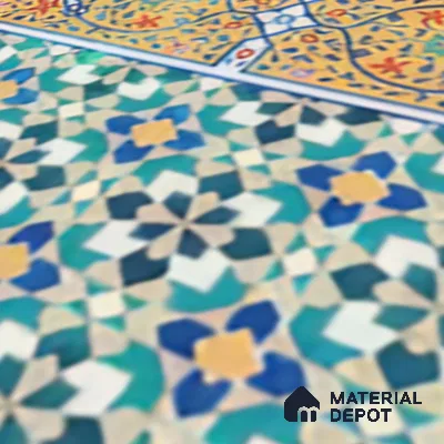 Moroccan Carpet Floor Tile TL 03049 B Border 1 ft x 1 ft Matte Finish Digital Ceramic Tile - 9.5 mm | Suitable For Living Room, Kitchen, Bathroom | Please Expect a Slight Variation of Pattern (Sample)
