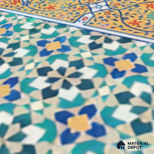 Moroccan Carpet Floor Tile TL 03049 B Border 1 ft x 1 ft Matte Finish Digital Ceramic Tile - 9.5 mm | Suitable For Living Room, Kitchen, Bathroom | Please Expect a Slight Variation of Pattern (Sample)
