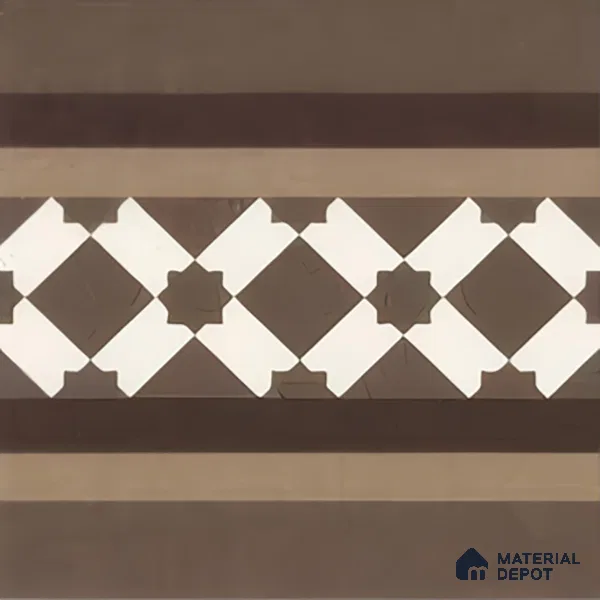 Moroccan Carpet Floor Tile TL 03079 B Border 1 ft x 1 ft Matte Finish Digital Ceramic Tile - 9.5 mm | Suitable For Living Room, Kitchen, Bathroom | Please Expect a Slight Variation of Pattern (Sample)