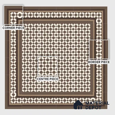 Moroccan Carpet Wall & Floor Tile TL 03079 C Centre 1 ft x 1 ft Matte Finish Digital Ceramic Tile - 9.5 mm | Suitable For Living Room, Kitchen, Bathroom | Please Expect a Slight Variation of Pattern (Sample)