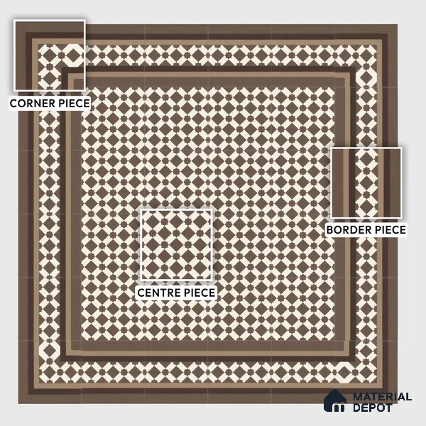 Moroccan Carpet Wall & Floor Tile TL 03079 C Centre 1 ft x 1 ft Matte Finish Digital Ceramic Tile - 9.5 mm | Suitable For Living Room, Kitchen, Bathroom | Please Expect a Slight Variation of Pattern (Sample)