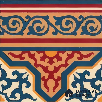 Moroccan Carpet Tile TL 03080 B Border 1 ft x 1 ft Matte Finish Digital Ceramic Tile - 9.5 mm | Suitable For Living Room, Kitchen, Bathroom | Please Expect a Slight Variation of Pattern (Sample)