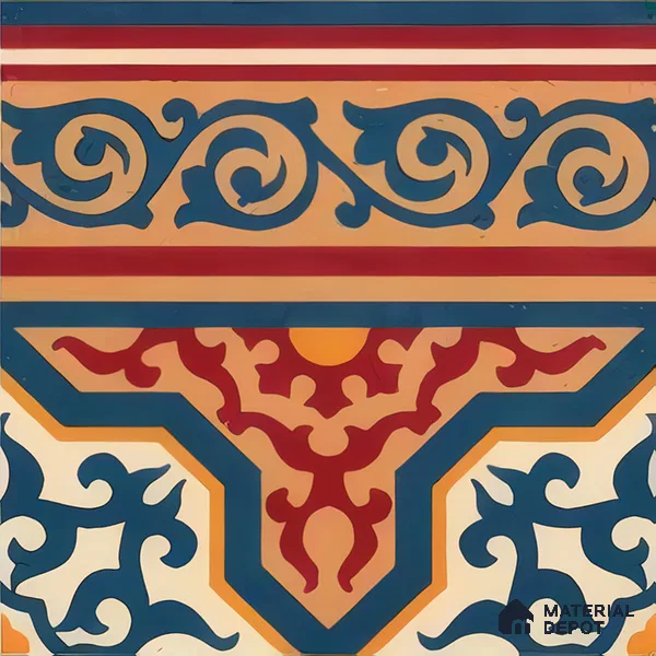 Moroccan Carpet Tile TL 03080 B Border 1 ft x 1 ft Matte Finish Digital Ceramic Tile - 9.5 mm | Suitable For Living Room, Kitchen, Bathroom | Please Expect a Slight Variation of Pattern (Sample)