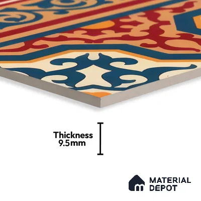 Moroccan Carpet Tile TL 03080 B Border 1 ft x 1 ft Matte Finish Digital Ceramic Tile - 9.5 mm | Suitable For Living Room, Kitchen, Bathroom | Please Expect a Slight Variation of Pattern (Sample)